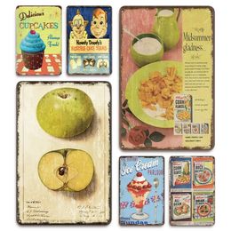 Vintage Fruit Kitchen Metal Painting Tin Sign Chic Food Wall Stickers Home Decor Iron Plate Wall Plaque 20cmx30cm Woo