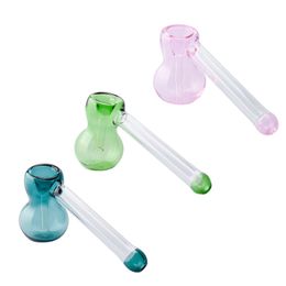 Chinafairprice Y154 Stand Smoking Pipe Calabash Style Bowl Clear Handle Coloured Mouth Dab Rig Glass Pipes