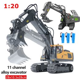 Electric/RC Car 1 20 High Tech 11 Channels RC Excavator Dump Trucks Bulldozer Alloy Plastic Engineering Vehicle Electronic Toys For Boy Gifts 221209