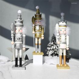 Christmas Decorations 42cm Wooden Nutcracker Solider Figure Model Puppet Doll Handcraft For Children Gifts Home Office Decor Display