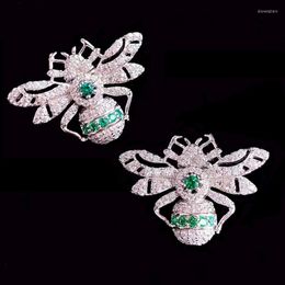 Stud Earrings Cute Bee For Little Girl Women Fine Jewelry 925 Sterling Silver With Zircon Female