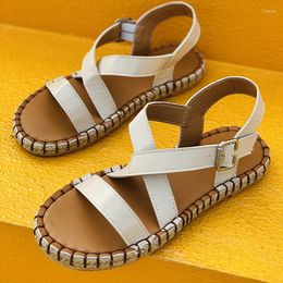 Sandals Women Cross Buckle Slipppers Ladies Summer Slides Female Sewing Platform Flat Women's Casual Open Toe Shoes Plus Size