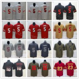 Men Football 5 Trey Lance Jersey 16 Joe Montana 23 Christian McCaffrey Olive Salute To Service Hyphenation Shadow Hemp Grey Leopard Grain Black Red White Army Green