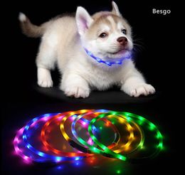 LED Pet Dog Collar Recarreg￡vel USB Ajusta Ajusta Planking Puppy Collar Safety In Night Cits All Pet Silicone Dogs Collars DBC BH7998091