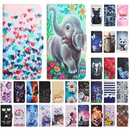 Leather Wallet Cases for iphone 14 pro max 13 mini 12 11 XS XR 7 8 Fashion Flower Butterfly Print Cat Tiger Bow Cartoon Card Slot Holder Flip Pouches Cover