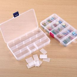 Plastic 15 Grids Compartment Adjustable Jewellery Box Necklace Earring Transparent Storage Box Case Holder Organiser Boxes SN481