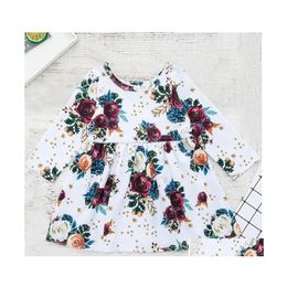 Girl'S Dresses Girl Rose Print Dress Baby Spring And Autumn Long Sleeve Floral Kids Clothes Zht 110 Drop Delivery Maternity Clothing Dhric