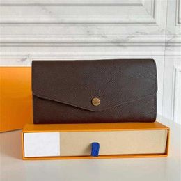 Sarah Wallet, hochwertige lange Brieftaschen mit Umschlagklappe und Box LB123, Designer-Schlüssel-Münzhalter, Geldbörse, Leder, Mini-Pochette-Clutch ba263F