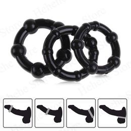 Cockrings sex toy Pcs/Set Cock 3 Penis Ring Bead Male Delay Ejaculation Lasting Silicone Erection Sex Toys For Men Adults