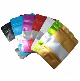 Party Supply 10x15cm Stand Up Zipper Lock Mylar Bags Matte Clear Window Aluminum Foil Bag Lock Candy Snacks Package Pouches