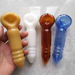 Latest Colorful Heavy Circle Glass Smoking Pipe Big Hole Size Hand Cigarette Oil Burner Tobacco Spoon Pipes Tool Accessories