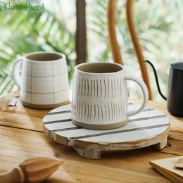 Mugs Nordic Ceramic Hand-painted Coffee Mug Japanese Milk Cup Creative Personality Water Coarse Pottery Coffeeware