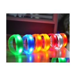 Other Event Party Supplies 100Pcs Sound Control Led Flashing Bracelet Light Up Bangle Wristband Music Activated Night Club Activit Dhxop