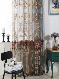 Curtain French Curtains For Living Room Romantic Peony Embroidery Window Screen Italian Velvet Luxury Water Soluble