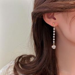 Dangle Earrings Ailodo Elegant Pearl For Women Luxury Cubic Zirconia Crystal Ball Drop Party Wedding Fashion Jewelry Gift 2022