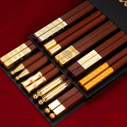 Red Sandalwood Chopsticks 5 pairs 10 Pairs Non-lacquered Non-wax Solid Wood Family Hotel Wedding Chopstick Set