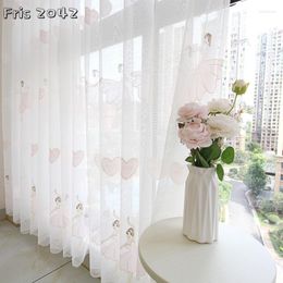 Curtain Ballet Girl Curtains Fresh Princess Wind Embroidery Flower Translucent For Living Dining Room Bedroom