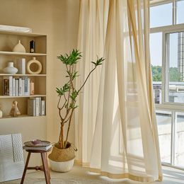 Curtain Cream Curtains Nordic Minimalist Balcony Bay Japanese Simple Light-transmitting Window For Living Room Bedroom Beige