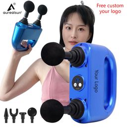 Full Body Massager Electric Massage Gun Health Care Muscle Pain Deep Relief Therapy Relaxation Saude LCD Masajeador Fintness 2 Head 221208