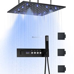 Bathroom LED 400X400mm Shower Head constant temperature digital display Massage Rainfall Spray Shower Wall Mounted Faucet Shower System