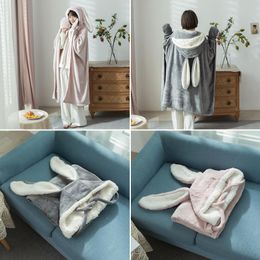 Wearable Hooded Blanket Winter Home Cape Throw Blanket Cosy Flannel Shawl Blankets