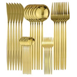 Dinnerware Sets 630Pcs Gold Cutlery Stainless Steel Kitchen Black Tableware Fruit Cake Fork Flatware Silverware Table 221208