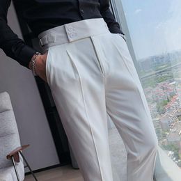Men's Suits British Style Business Casual Suit Pants Men Clothing Simple Solid Pantalon Homme Formal Wear Slim Fit Straight Office Trousers