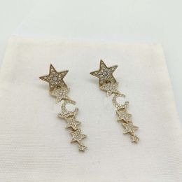 2023 Luxury quality Charm drop earring with diamond and star shape in 18k gold plated have box stamp PS7400A