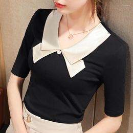 Women's T Shirts Mid-sleeve T-Shirt Women's Autumn Style Western Small Shirt Retro Age-Reducing French Bow Top