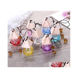 Packing Bottles Car Per Bottle With Wood Cap Hanging Rearview Ornament Air Freshener For Essential Oils Diffuser Refillable Empty Gl Dh0Ae