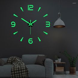 Wall Clocks Simple Luminous Mute Clock DIY Stereo Digital Living Room Bedroom Sticker European-Style