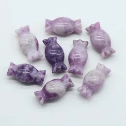 Natural Candy Figurine Stones Reiki Healing Lepidolite Colour Quartz Hand Carved Sweets For Halloween Christmas Gift