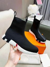 Popular Brands Fun Men Sneaker Shoes Knit Calfskin Light Sole Trainer Technical Canvas Lining Breath Mesh Sports Shoe Slip On Man Casual Walking