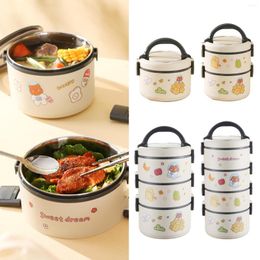 Dinnerware Sets Stainless Steel Lunch Box With Cutlery Set Leakproof Lunchbox Microwavable Students Handy Case Household Supplies