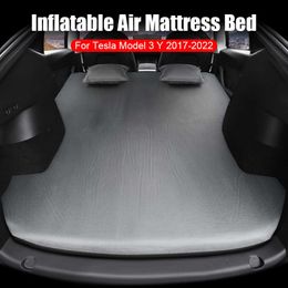 Seat Cushions Car Bed Inflatable Air Mattress Pillow Rear Mat Suede Fabric Outdoor Camping Interior Furniture Accessories For Tesla Model 3 Y 1209