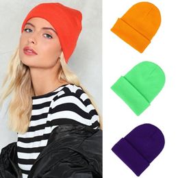 Korean leisure woolen knit beanie hat winter warm solid color earmuffs hats outdoor sport windproof Balaclava cap stretch hiphop candy colors cuffed hats
