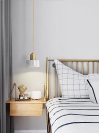 Pendant Lamps Nordic Modern Bedroom Bedside Chandelier Brass Light Luxury Marble Simple Restaurant Creative Personality Bar Small