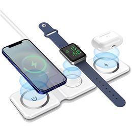 Magnetic 3 in 1 Fast Wireless Charger 15W Foldable Charging Station for iPhone 14 13 12 Pro Max Mini iWatch 8 7 SE AirPods Pro 2