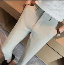 Men's Suits 2022 Summer Men's Trousers Korean Version Slim Pencil Pants Boys Nine Points No Ironing Embroidered Casual