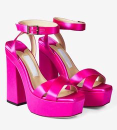 Famous Brand Gaia Women Sandals Shoes Platform Block Heels Cross Over Strap Party Wedding Lady Squre Toe Gladiator Sandalias EU35-43