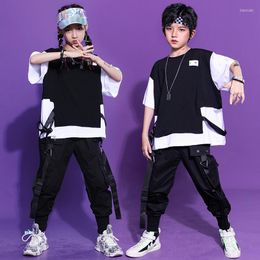 Stage Wear Kid Kpop Hip Hop Clothing Oversized T Shirt Top Streetwear Harajuku Tactical Cargo Pants For Girl Boy Jazz Dance Costume Clothes