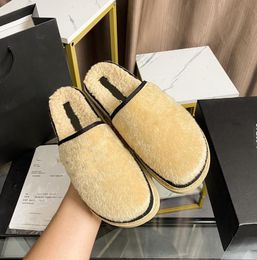 Designer horse hair slippers women's half slippers metal buckle wool new Luxury Thick soles warm carrier Long Hairs Ladies half-slipper fuzzy Furry Muller shoes