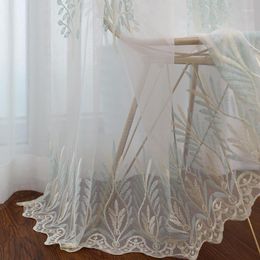 Curtain Simple And Modern American Embroidered Window Tulle French Large Balcony Partition Living Dining Room Bedroom