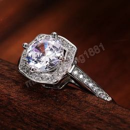 Bling Square Zircon Diamond Ring Solitaire Engagement Wedding Rings for Women Girls Fashion Fine Jewelry