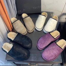 Designer Sandals Women Horsehair Slippers Fur Sandal Ladies Wool Slippers Winter Fluffy Furry Slipper Crystal Calf Leather Warm Platform Slide