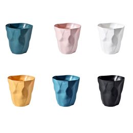 Waste Bins Nordic Irregular Trash Can Modern Solid Colour Plastic Garbage Rubbish Bin Food Basket Basin Bucket Flower Pot 221208