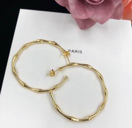 Fashion Celns Gold Big Circle Hoop Dangle Earrings Studs Luxury Designer Bamboo Eardrop Earring For Women Party Anniversary Wedding Jewellery