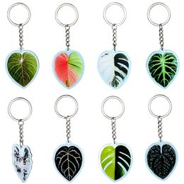 Acrylic Phone Lanyard Keychains Fashion Leaf Shape Handbag Pendant Keyring Holder Bag Charm Keychain DIY Accessories