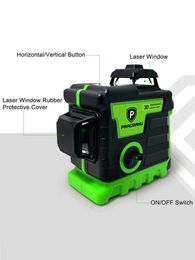 Pracmanu Laser Level 12 Lines 3D level Self-Leveling Horizontal and Vertical Cross Super Powerful Green Beams