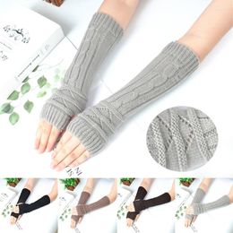 Knee Pads Long Fingerless Gloves Women Winter Arm Warmer Knitted Sleeve Fine Casual Soft Girls Goth Clothes Punk Gothic Glove Mittens